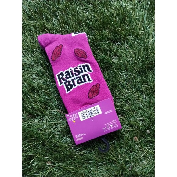 Raisin Bran Cereal Purple Crew Socks Mens 6-12 - Picture 2 of 3